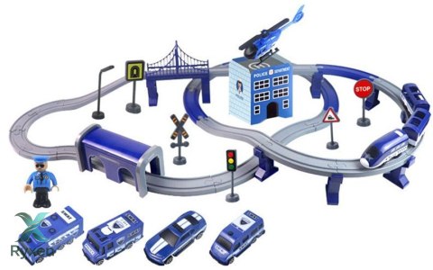 Zestaw Miasteczko Policja Pociąg Niebieski 203 km/h LEAN TOYS