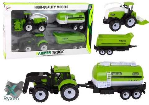 Zestaw Pojazdów Farmerskich Traktor Kombajn Cysterna Naczepa LEAN TOYS