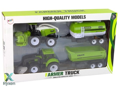 Zestaw Pojazdów Farmerskich Traktor Kombajn Cysterna Naczepa LEAN TOYS