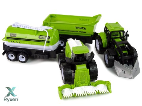 Zestaw Pojazdów Farmerskich Traktor Kombajn Cysterna Naczepa LEAN TOYS