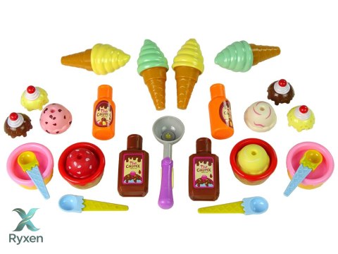 Zestaw Słodkości Lody Babeczki Sosy Łyżeczki LEAN TOYS