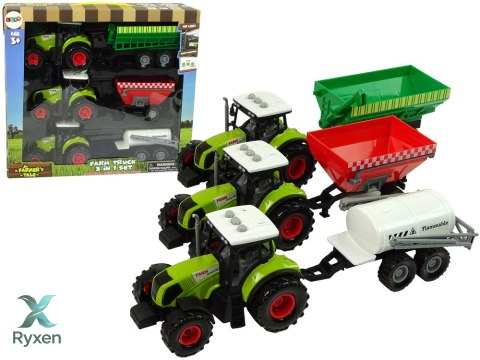 Zestaw Trzech Traktorów Naczepy Opryskiwacz Farma Ciągnik LEAN TOYS