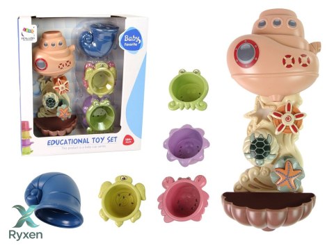 Zestaw Zabawki do Kąpieli Statek Zwierzęta Morskie Wodospad Przyssawki LEAN TOYS