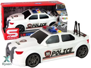 Auto Sportowe Otwierany Bagażnik Policja Światła Dźwięki Biały 1:16 LEAN TOYS