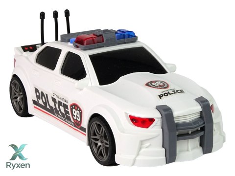 Auto Sportowe Otwierany Bagażnik Policja Światła Dźwięki Biały 1:16 LEAN TOYS