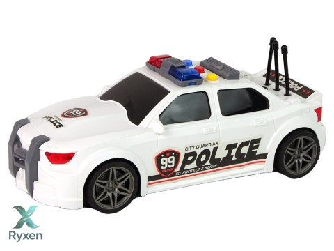 Auto Sportowe Otwierany Bagażnik Policja Światła Dźwięki Biały 1:16 LEAN TOYS