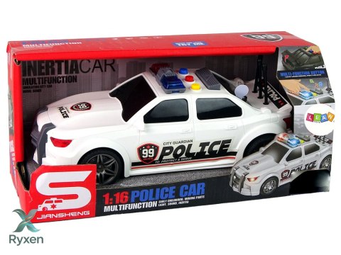 Auto Sportowe Otwierany Bagażnik Policja Światła Dźwięki Biały 1:16 LEAN TOYS
