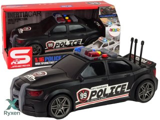 Auto Sportowe Otwierany Bagażnik Policja Światła Dźwięki Czarny 1:16 LEAN TOYS