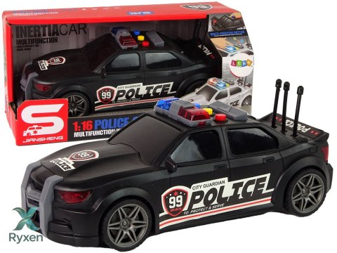 Auto Sportowe Otwierany Bagażnik Policja Światła Dźwięki Czarny 1:16 LEAN TOYS