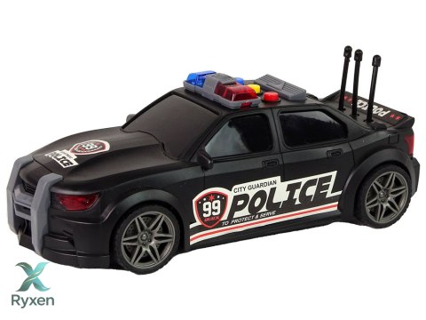 Auto Sportowe Otwierany Bagażnik Policja Światła Dźwięki Czarny 1:16 LEAN TOYS