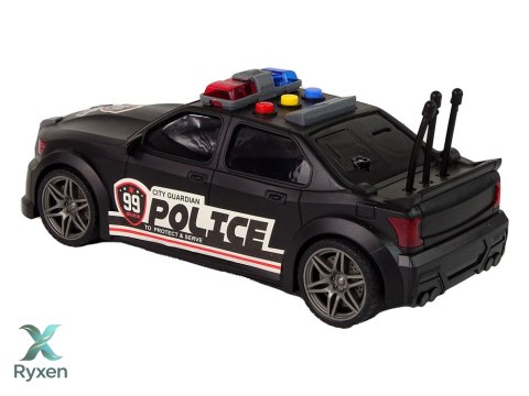 Auto Sportowe Otwierany Bagażnik Policja Światła Dźwięki Czarny 1:16 LEAN TOYS