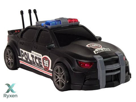 Auto Sportowe Otwierany Bagażnik Policja Światła Dźwięki Czarny 1:16 LEAN TOYS