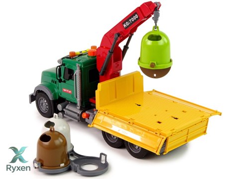 Ciężarówka Auto Dźwig Transport Kosz na Śmieci Dźwięk LEAN TOYS