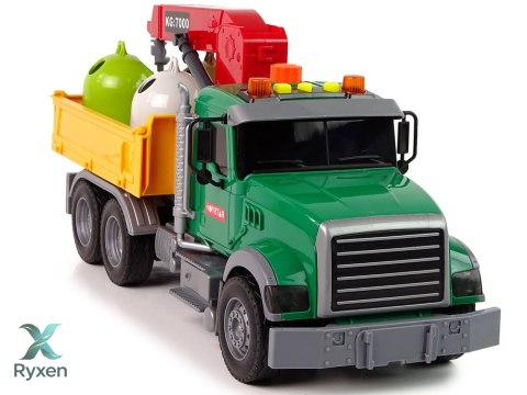 Ciężarówka Auto Dźwig Transport Kosz na Śmieci Dźwięk LEAN TOYS