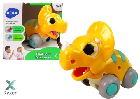 Dinozaur Na Kółkach Żółty Triceratops Figurka LEAN TOYS