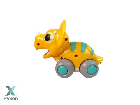 Dinozaur Na Kółkach Żółty Triceratops Figurka LEAN TOYS