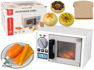 Drewniana Kuchenka Mikrofalowa Mikrofalówka Jedzenie Biała LEAN TOYS