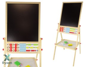 Drewniana Tablica 2w1 Magnetyczna Kredowa + Liczydło Alfabet Tabliczka Mnożenia LEAN TOYS
