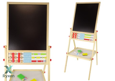Drewniana Tablica 2w1 Magnetyczna Kredowa + Liczydło Alfabet Tabliczka Mnożenia LEAN TOYS