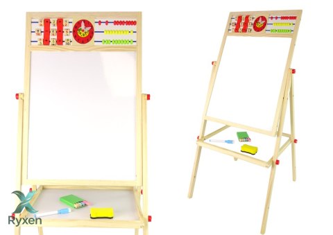 Drewniana Tablica 2w1 Magnetyczna Kredowa + Liczydło Alfabet Tabliczka Mnożenia LEAN TOYS