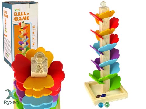 Drewniane Drzewko Tor Kulkowy Zjeżdżalnia Piłeczek Liście LEAN TOYS