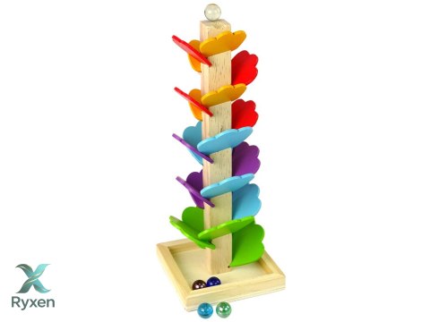 Drewniane Drzewko Tor Kulkowy Zjeżdżalnia Piłeczek Liście LEAN TOYS
