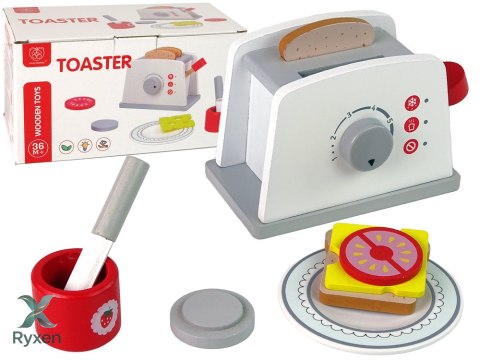Drewniany Toster Śniadanie Akcesoria Pokrętło Dla Dzieci LEAN TOYS