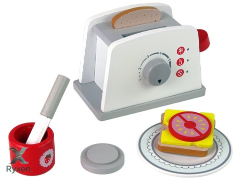 Drewniany Toster Śniadanie Akcesoria Pokrętło Dla Dzieci LEAN TOYS