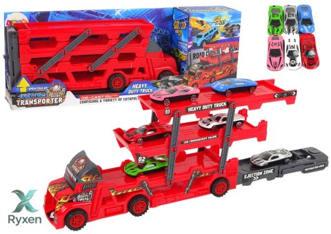 Duże Auto Truck Laweta Rozkładana 3- Piętrowa z Wyrzutnią LEAN TOYS