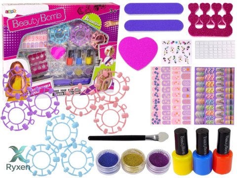 Duży Zestaw Do Malowania Paznokci Lakiery Naklejki Separatory LEAN TOYS