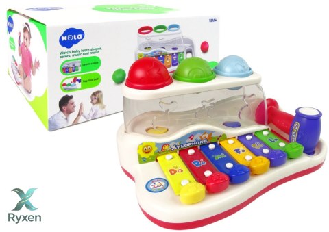 Edukacyjne Cymbałki Dla Malucha Młoteczek Kolorowe Piłeczki LEAN TOYS