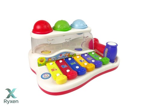 Edukacyjne Cymbałki Dla Malucha Młoteczek Kolorowe Piłeczki LEAN TOYS