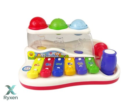 Edukacyjne Cymbałki Dla Malucha Młoteczek Kolorowe Piłeczki LEAN TOYS
