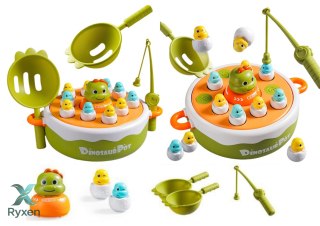 Gra Łowienie Dinozaurów Wędki Przybory Drewniana Zielona LEAN TOYS