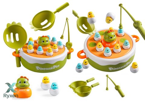 Gra Łowienie Dinozaurów Wędki Przybory Drewniana Zielona LEAN TOYS
