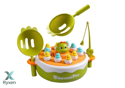Gra Łowienie Dinozaurów Wędki Przybory Drewniana Zielona LEAN TOYS