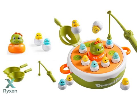 Gra Łowienie Dinozaurów Wędki Przybory Drewniana Zielona LEAN TOYS