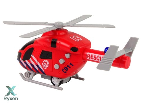 Helikopter Ratunkowy Straż Pożarna Czerwony Dźwięk Światła Śmigła LEAN TOYS