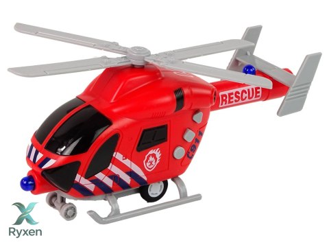 Helikopter Ratunkowy Straż Pożarna Czerwony Dźwięk Światła Śmigła LEAN TOYS
