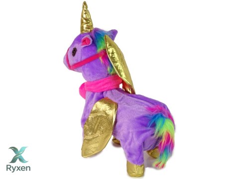 Konik Maskotka Interaktywna Jednorożec Fioletowy Złote Skrzydła LEAN TOYS