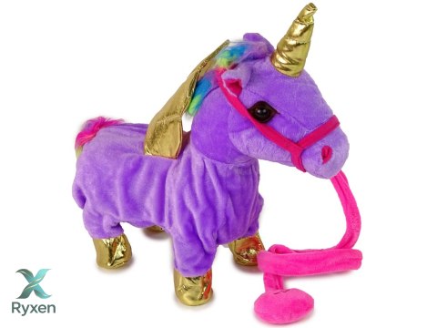 Konik Maskotka Interaktywna Jednorożec Fioletowy Złote Skrzydła LEAN TOYS