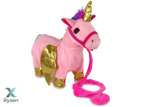 Konik Maskotka Interaktywna Koń Różowy Złote Skrzydła Muzyka LEAN TOYS