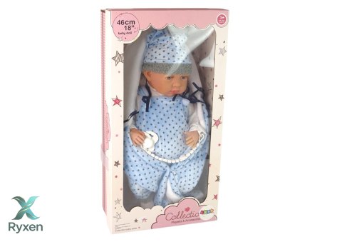 Lalka Bobas 46 cm Niebieska Smoczek Kocyk Gwiazdka LEAN TOYS