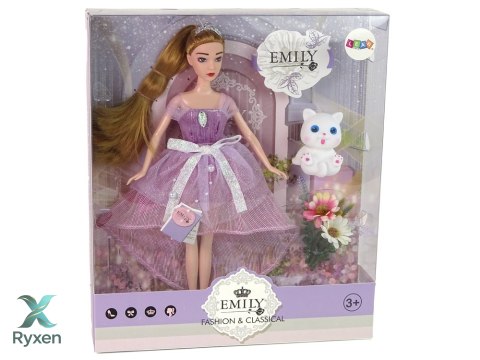 Lalka Dla Dzieci Emily Długie Włosy Biały Kotek LEAN TOYS