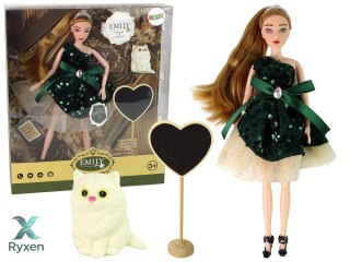 Lalka Dla Dzieci Emily Drewniane Serce Biały Kotek LEAN TOYS