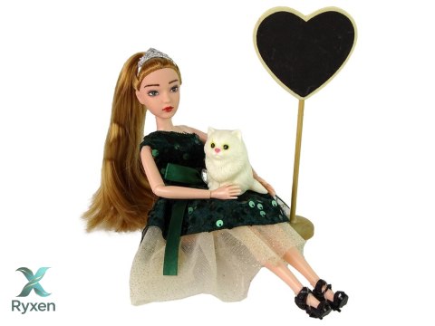 Lalka Dla Dzieci Emily Drewniane Serce Biały Kotek LEAN TOYS
