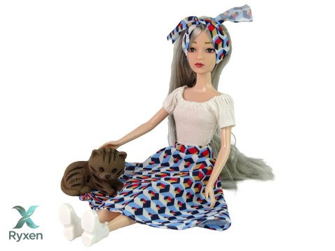 Lalka Dla Dzieci Emily Szare Włosy Kotek Huśtawka LEAN TOYS