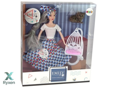 Lalka Dla Dzieci Emily Szare Włosy Kotek Huśtawka LEAN TOYS