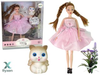 Lalka Dla Dzieci Emily Warkocze Kot Kwiaty LEAN TOYS