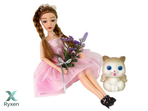 Lalka Dla Dzieci Emily Warkocze Kot Kwiaty LEAN TOYS